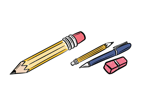 transparent stationery set illustration: pencil, pen, eraser - Download Free Stock Videos Pikwizard.com
