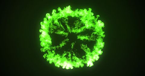 Glowing Green Energy Burst on Black Background