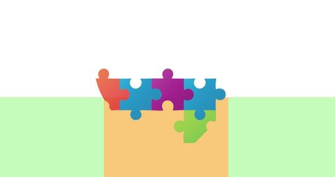 Colorful Heart Puzzle Over Moving Squares Background - Download Free Stock Images Pikwizard.com