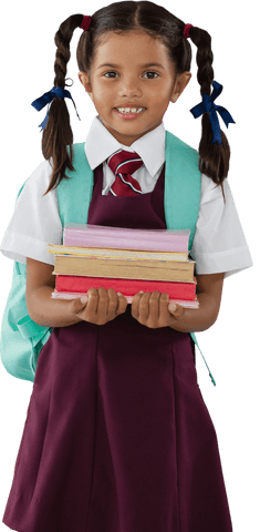 Smiling Schoolgirl Holding Books Showing Genuine Curiosity and Joy - Download Free Stock Videos Pikwizard.com