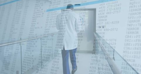 Doctor climbing stairs with digital error overlay highlighting healthcare it failure
