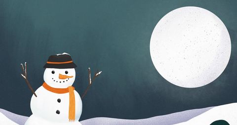 Festive Night with Santa and Snowman under Full Moon - Download Free Stock Images Pikwizard.com