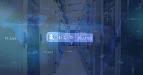 Global Network Connections with Followers Count in Data Center - Download Free Stock Images Pikwizard.com