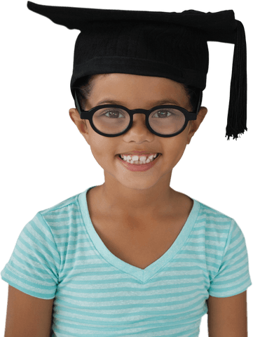 smiling young girl in scolar cap and glasses on transparent background - Download Free Stock Videos Pikwizard.com