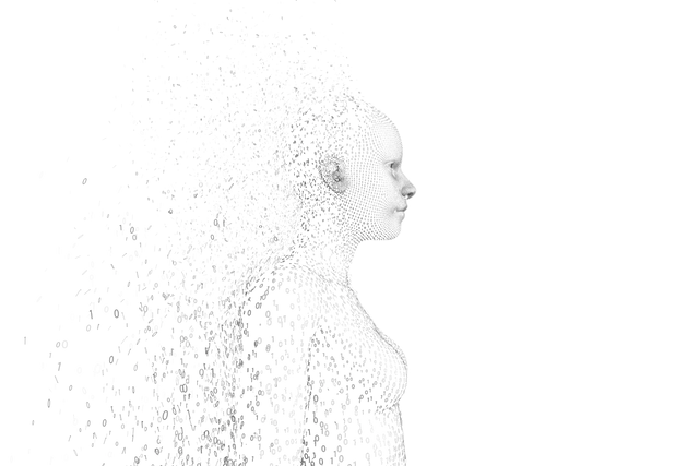 Transparent pixelated 3D woman dissolving into particles - Download Free Stock Videos Pikwizard.com