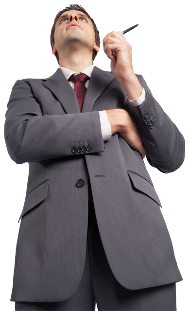 Reflective Caucasian Businessman on Transparent Background in Thoughtful Pose - Download Free Stock Videos Pikwizard.com