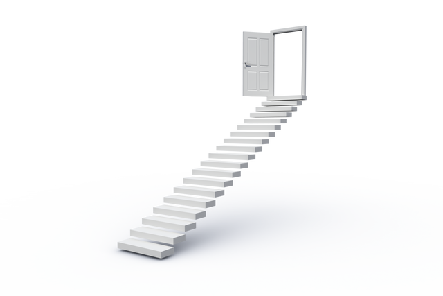 Isolated Transparent Stairs Leading to Open Door Illustration - Download Free Stock Videos Pikwizard.com