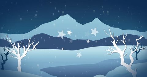 Magical Winter Wonderland with Falling Snow and Stars