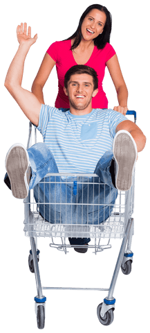 young couple having fun in transparent shopping cart - Download Free Stock Videos Pikwizard.com