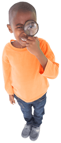 curious boy looking through magnifying glass, transparent background - Download Free Stock Videos Pikwizard.com