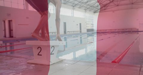Peruvian Flag Overlay on Swimmer at Indoor Pool - Download Free Stock Images Pikwizard.com
