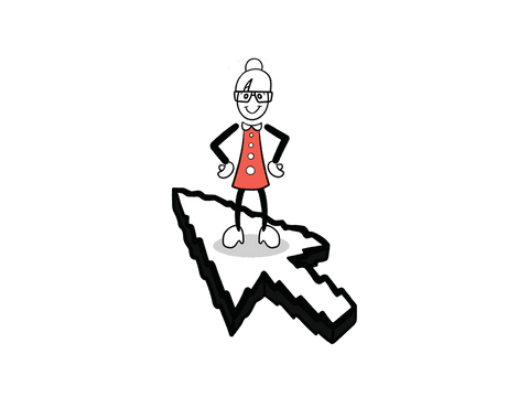 Smart Grandma Character Riding Computer Cursor on Transparent Background - Download Free Stock Videos Pikwizard.com
