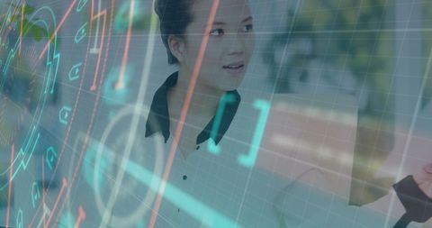 Asian Businesswoman with Digital Financial Data Interface - Download Free Stock Images Pikwizard.com
