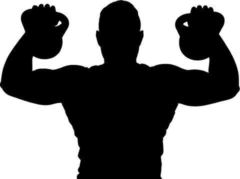 Silhouette of weightlifter on transparent background
