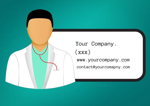 Medical professional with stethoscope on teal background