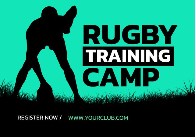 Vibrant Rugby Training Camp Flyer with Silhouette - Download Free Stock Templates Pikwizard.com