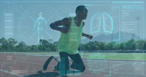 Disabled African American Runner with Digital Data Interface