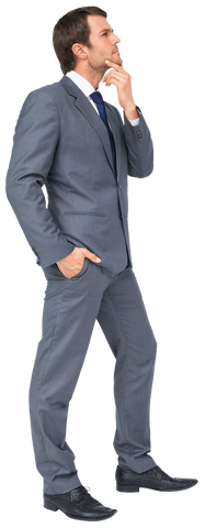 Transparent Thinking Businessman Posing Thoughtfully