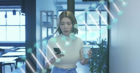 Innovative Businesswoman Amid Digital Technology Hologram