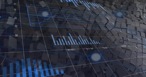 Financial Chart and Graphs in Futuristic Digital Display