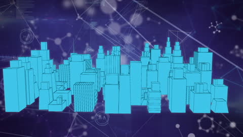 Futuristic Digital Cityscape with Data Connections