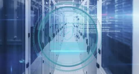 Futuristic Cybersecurity Concept with Shield Icon Animation