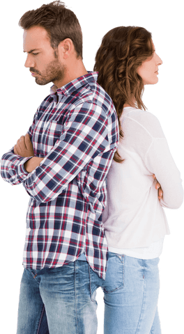Transparent Image of Couple Standing Back to Back with Crossed Arms - Download Free Stock Videos Pikwizard.com