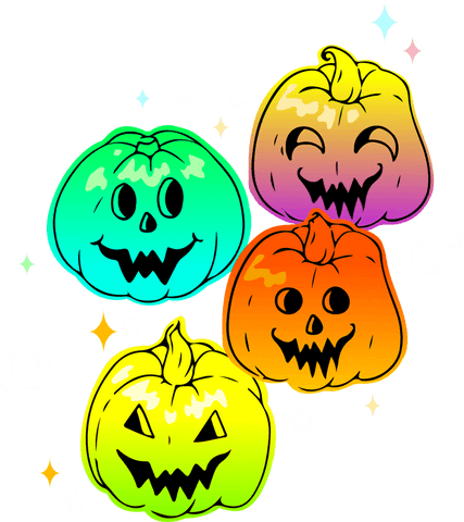 Vibrant Whimsical Jack-O'-Lanterns on Transparent Background - Download Free Stock Videos Pikwizard.com