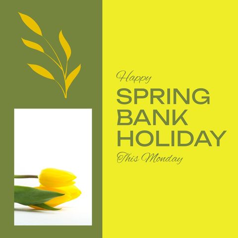 Happy Spring Bank Holiday Celebration with Yellow Tulips - Download Free Stock Templates Pikwizard.com