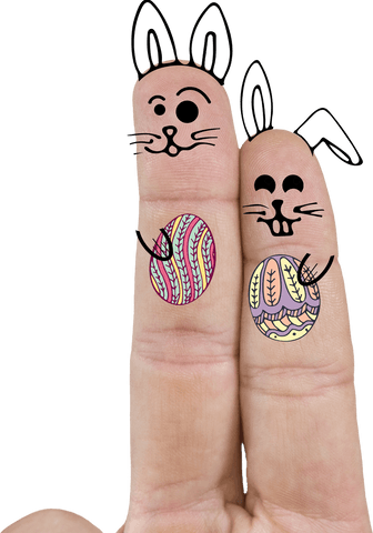 Easter Bunny Faces on Fingers Transparent Art
