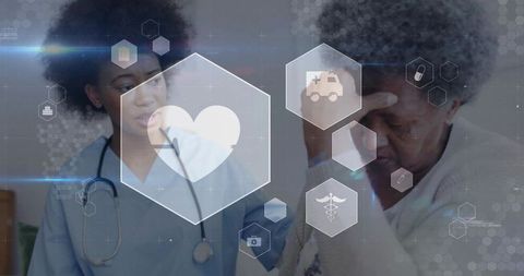 Healthcare Nurse Assisting Patient with Digital Medical Technology Concepts