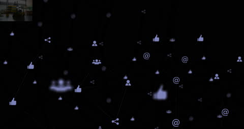 Digital Network with Floating Technology Icons