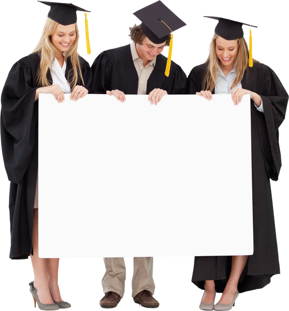 Transparent Undergraduates Holding Blank Sign Celebrating Graduation - Download Free Stock Videos Pikwizard.com