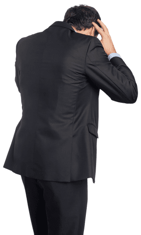 Transparent Stressed Businessman Holding Head