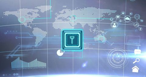 Global Cybersecurity Data Protection Concept with Tech Icons - Download Free Stock Images Pikwizard.com