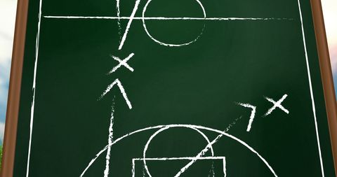Soccer Strategy Diagram on Chalkboard Background