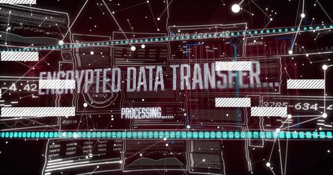 Encrypted data transfer cybersecurity concept