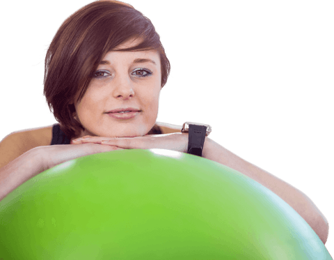 Relaxing Woman Leaning on Green Fitness Ball Transparent Background - Download Free Stock Videos Pikwizard.com