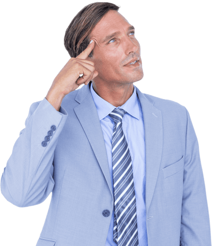 Transparent Thoughtful Businessman in Suit Pondering Ideas