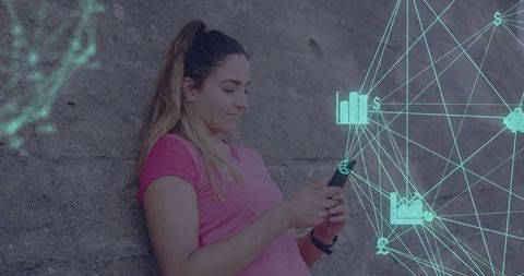 Woman with Smartphone in Urban Network Concept