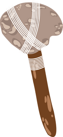 Prehistoric club stone and wood primitive weapon transparent background