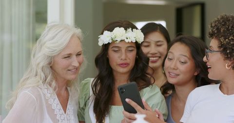 Friends Taking Selfie at Wedding Celebration