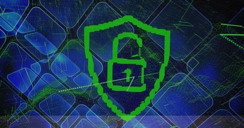 Digital Security Shield Over Futuristic Technology Background