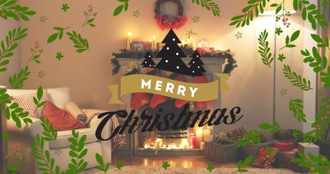 Warm Cozy Christmas Living Room with Festive Decoration