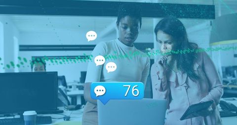 Two Businesswomen Analyzing Social Media Notifications - Download Free Stock Images Pikwizard.com