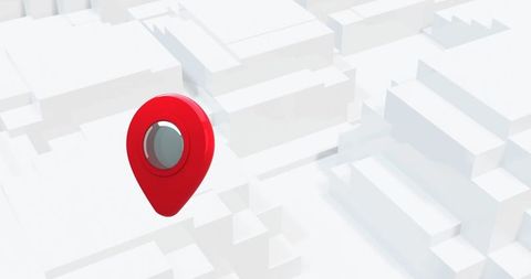 3d red gps location marker over abstract digital landscape