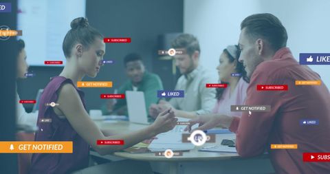 Business meeting with social media data integration
