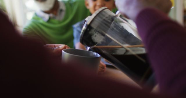 Family Enjoying Morning Coffee Together at Home - Download Free Stock Images Pikwizard.com