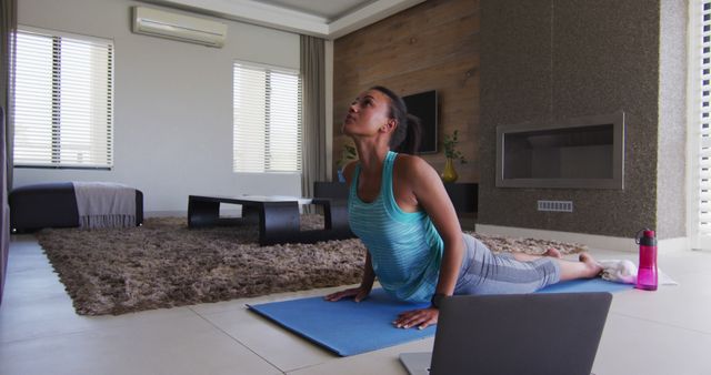 African American Woman Practicing Yoga Exercise at Home - Download Free Stock Images Pikwizard.com