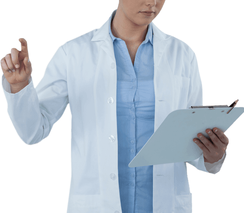 female doctor using transparent interface with clipboard - Download Free Stock Videos Pikwizard.com